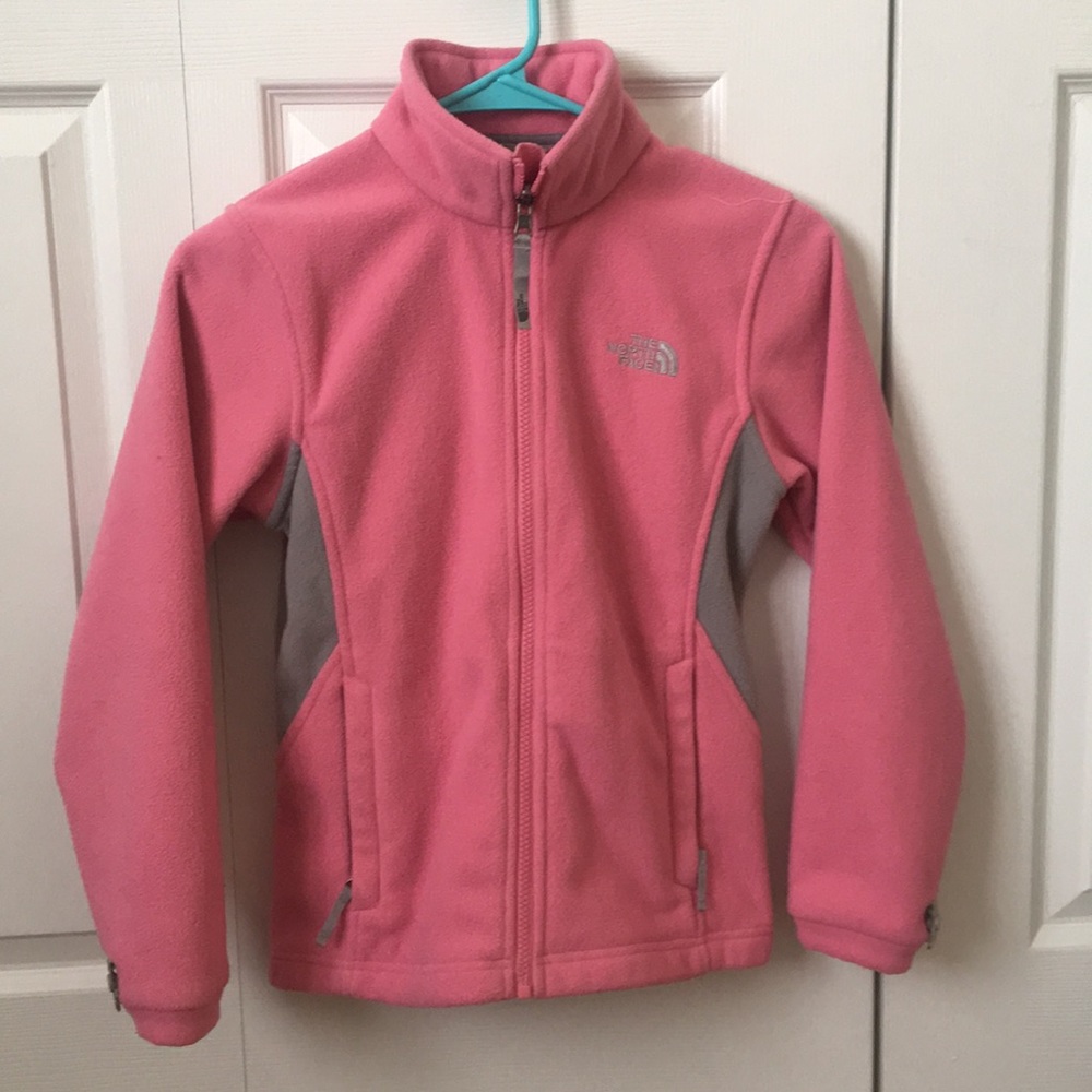 Pink child north face fleece pink and grey
